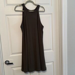 Time and tru green ribbed dress with crochet detail